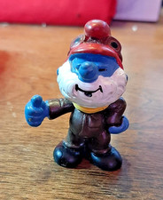 Grand Schtroumpf  Aviateur 2.0205 Rare figurine Vintage pvc Peyo Germany 1985