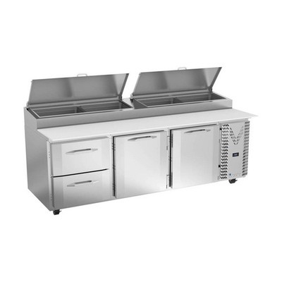 Victory VPPD93HC-2 93'' 3-Section Refrigerated Pizza Prep Table w/ 2 Doors & 2...