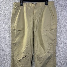 REI Co-op Pants Mens 36x32 Beige Nylon Relaxed Fit Hiking Cargo Snap Hem Outdoor