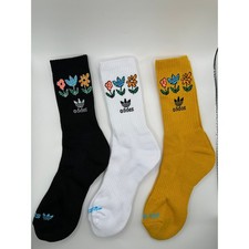 3 Pairs ADIDAS Floral Everyday Cotton Crew Socks Dri Fit Size MEDIUM