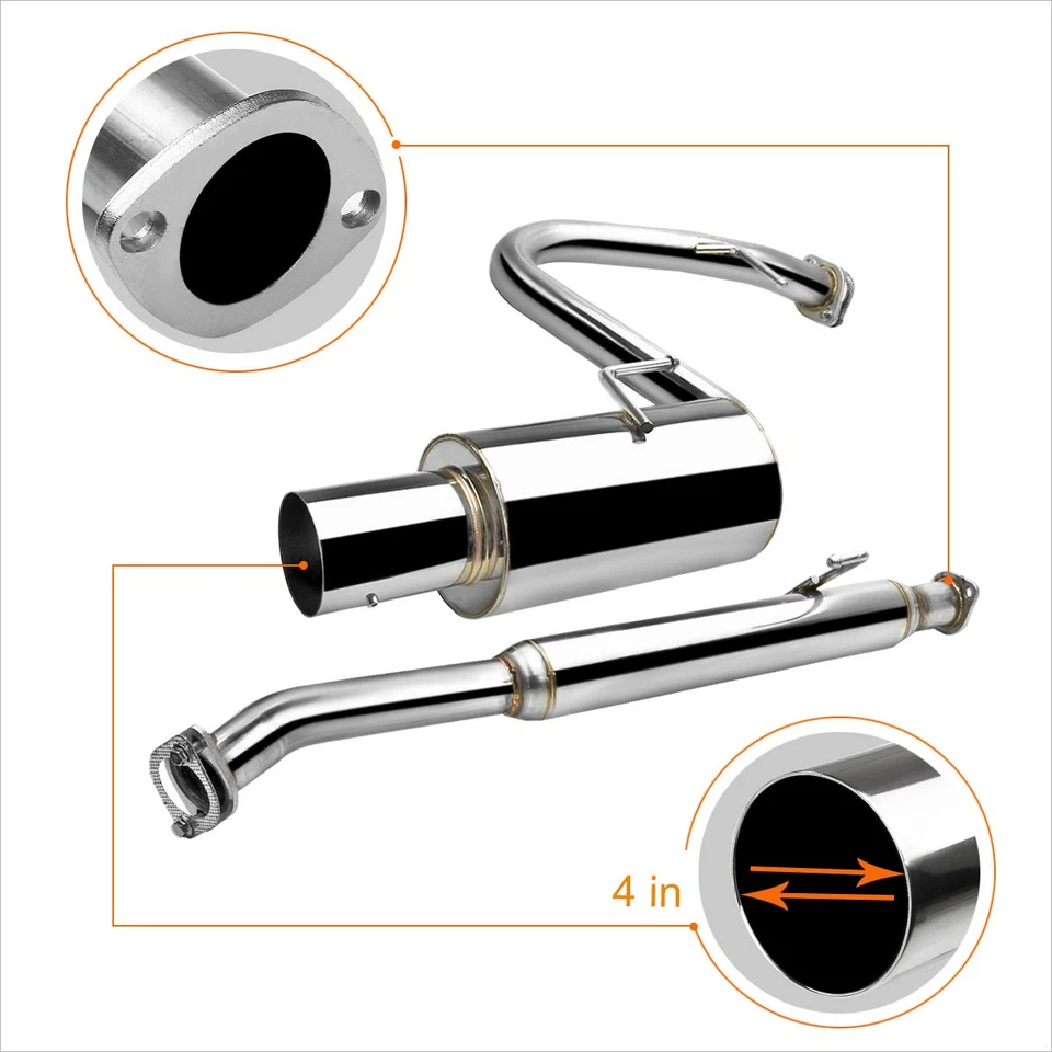 Tubo de escape Catback de acero inoxidable para 05-10 Scion tC 2 puertas 2,4 L 4" Foto 3 de 4