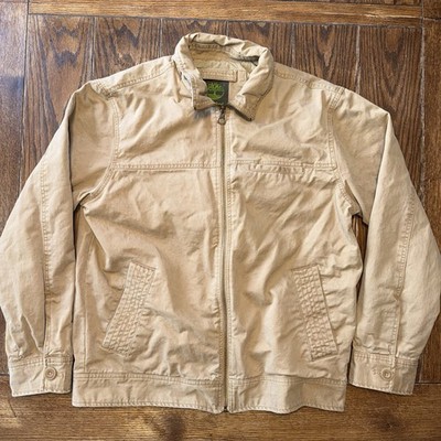 入手不可 90s Timberland ビックロゴ アイボリー ジャケット Vintage 90's Timberland Zip Up Work Jacket Canvas Men's Large
