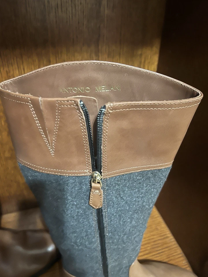 Botas de montar Antonio Melani de cuero marrón y lana - para mujer talla 9 Foto 3 de 4