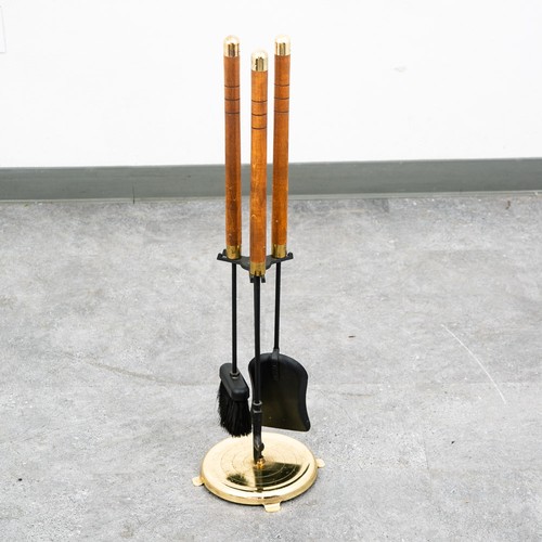 Mid Century Modern Fireplace Tools Wood Brass Brass Pilgrim Seymour Nelson Mcm