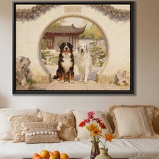 Bernese Mountain Dog Oil Painting Canvas Print Rustic Animal Wall Decor Art
