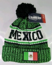 Mexico Icon Sports Pom Beanie Hat Knit Cap Green White New with Tags