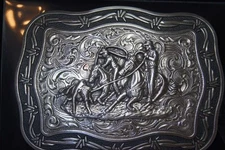 Crumrine TEAM ROPING Silver tone Belt Buckle M & F Western 38679