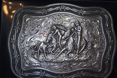 Crumrine TEAM ROPING Silver tone Belt Buckle M & F Western 38679 | eBay