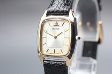 Seiko Credor 2f70-5160 14kt Tank Qz Womens Watch Vintage 1991 Near Mint