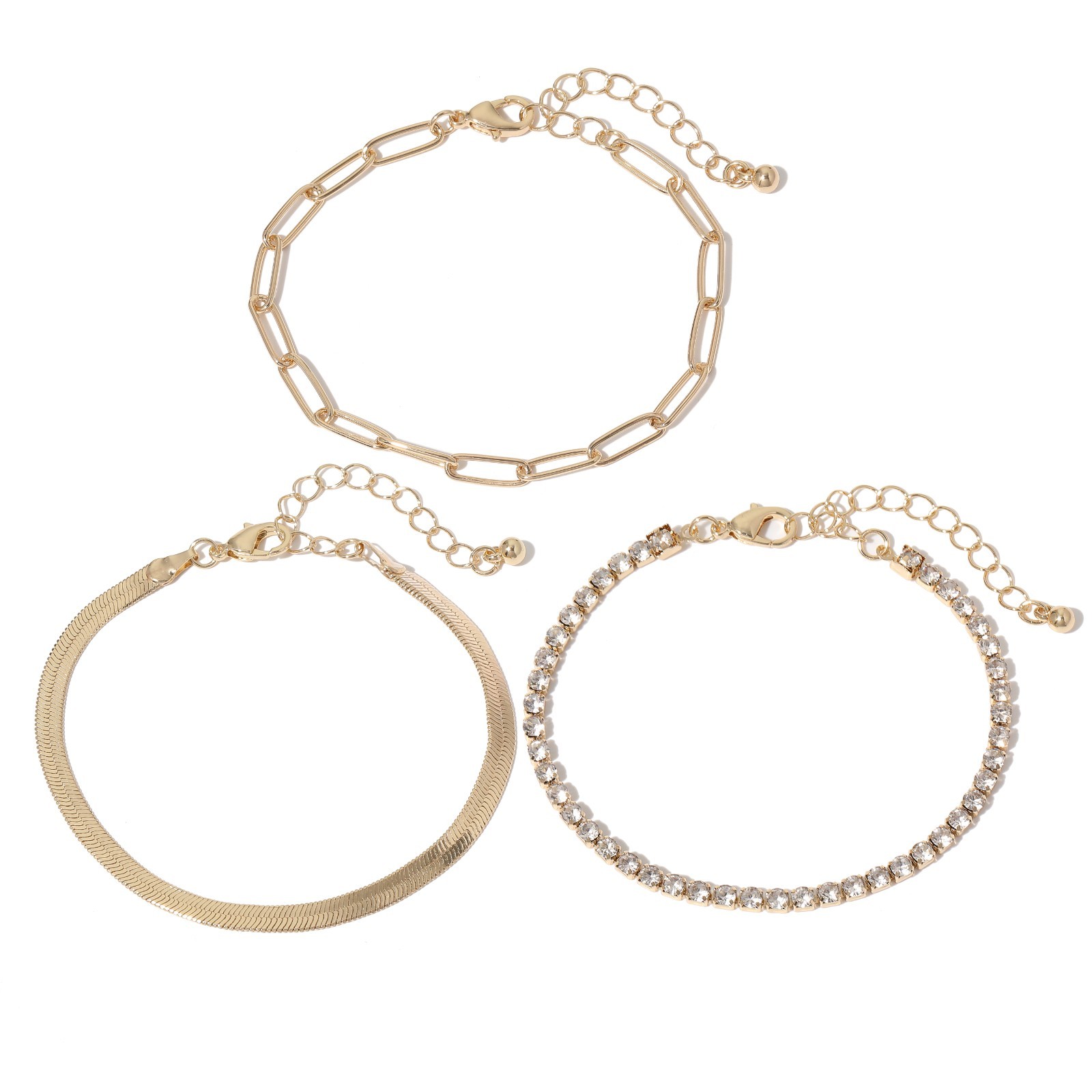 Something Special - Ava - Triple Bracelet Set Lobster Claw Gold Tone