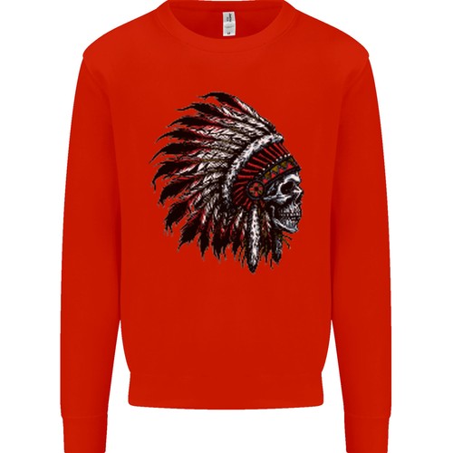 Indian Skull Headdress Biker Motorcycle Kids Sweatshirt Jumper - Picture 13 of 29