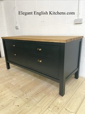 Painted Kitchen Island Bespoke Handmade Solid Wood Oak Drawers Clearance Cabinet