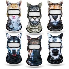 3D Cat Ski Masks - Funny Dog Balaclava Face Covers for Winter Cosplay