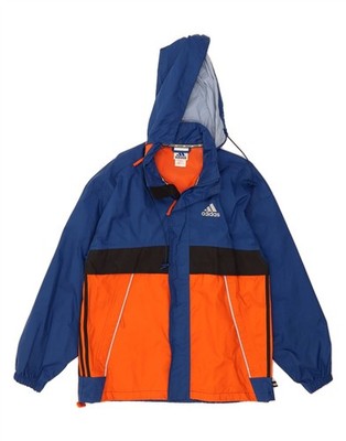 Adidas Herren Regenjacke mit Kapuze UK 36/38 Small Blau Colourblock Polyamid DM22