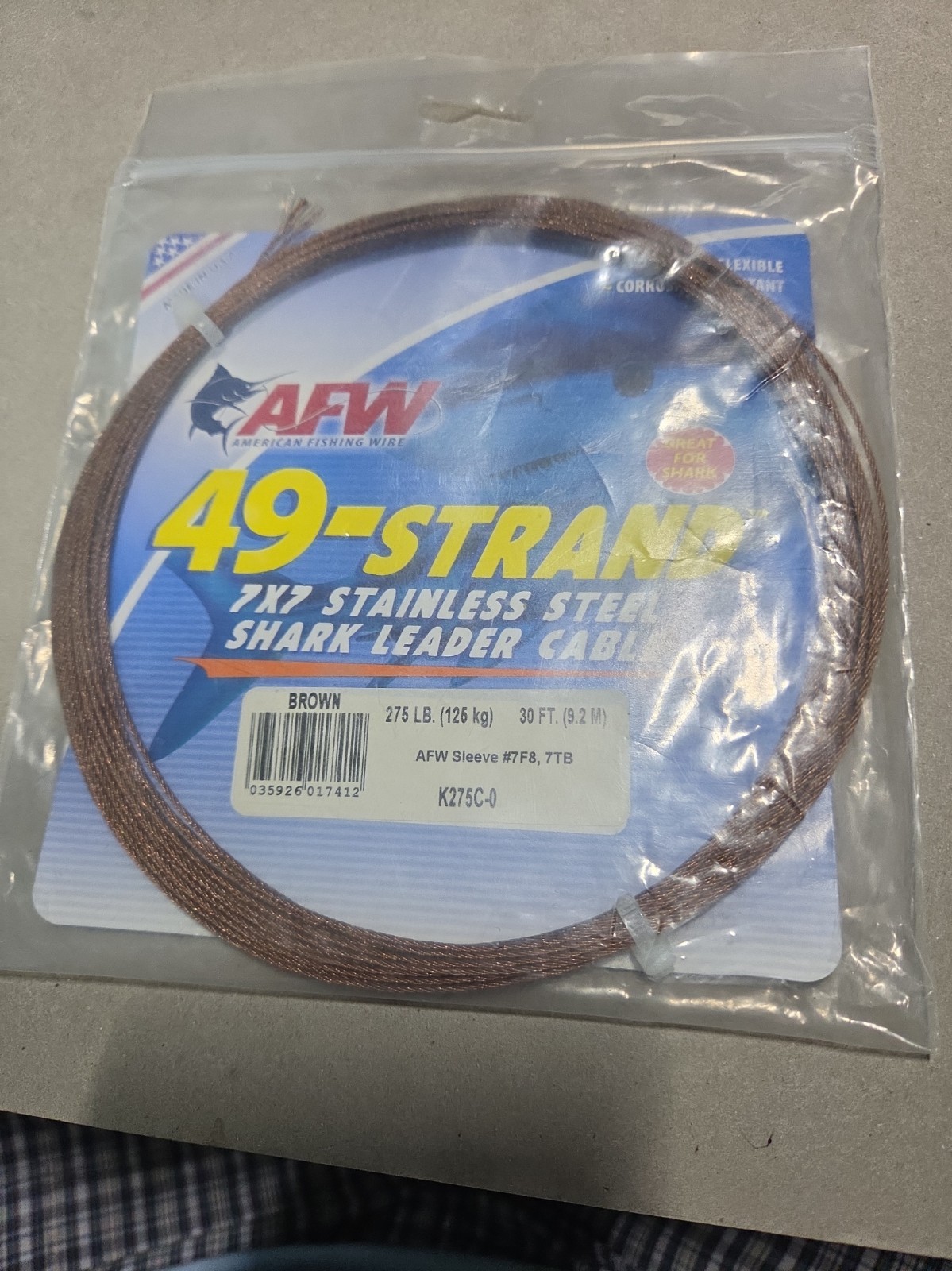Afw 49 Strand 7 * 7 Stainless Steel Shark Leader Cable 275 Lb | eBay