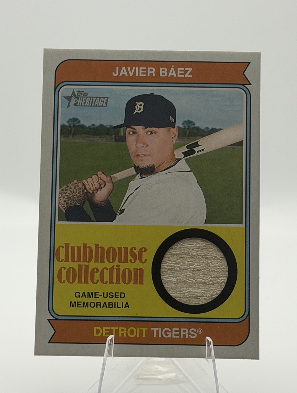 2023 Topps Heritage JAVIER BAEZ Clubhouse Collection Bat Relic