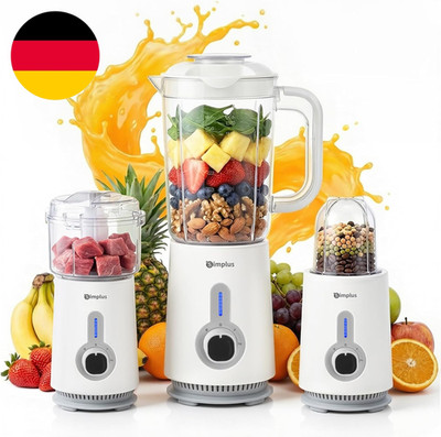 3-In-1 Standmixer & Smoothie Maker Mit 1,25L Mixbecher, 500Ml Fleischwolf & 300M