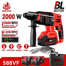 2000W Hammer Drill Heavy Duty Cordless Electric Impact Drill with Bit Set + Case