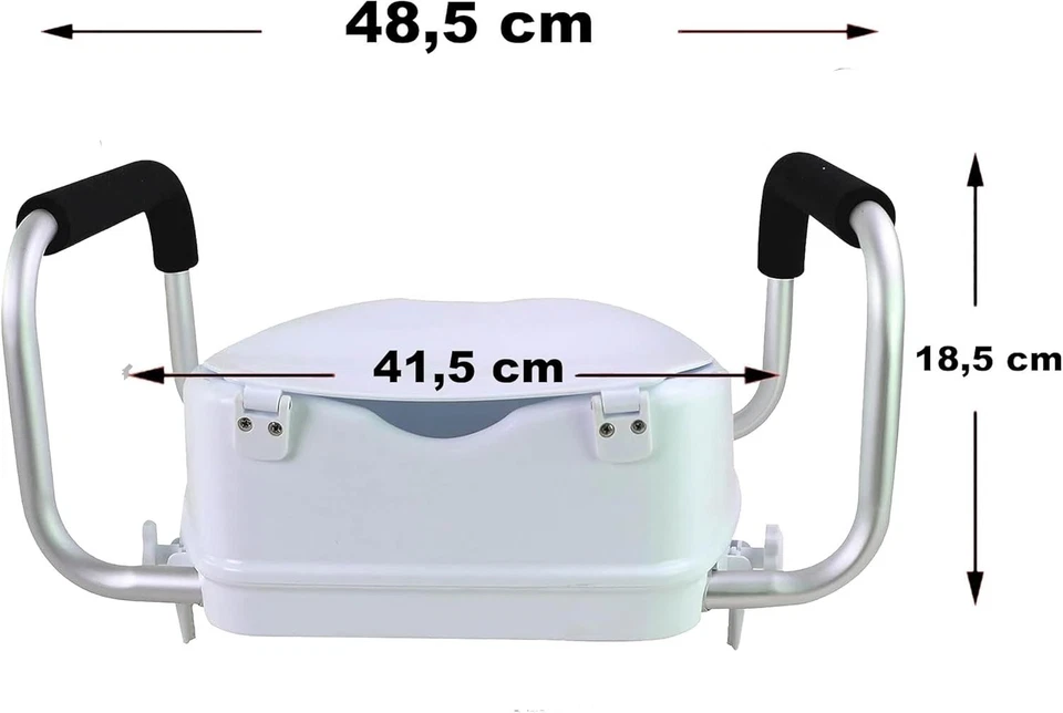 Rialzo WC per Anziani con Braccioli e Coperchio 10 cm,Dispositivo Medico Classe - Immagine 2 di 2