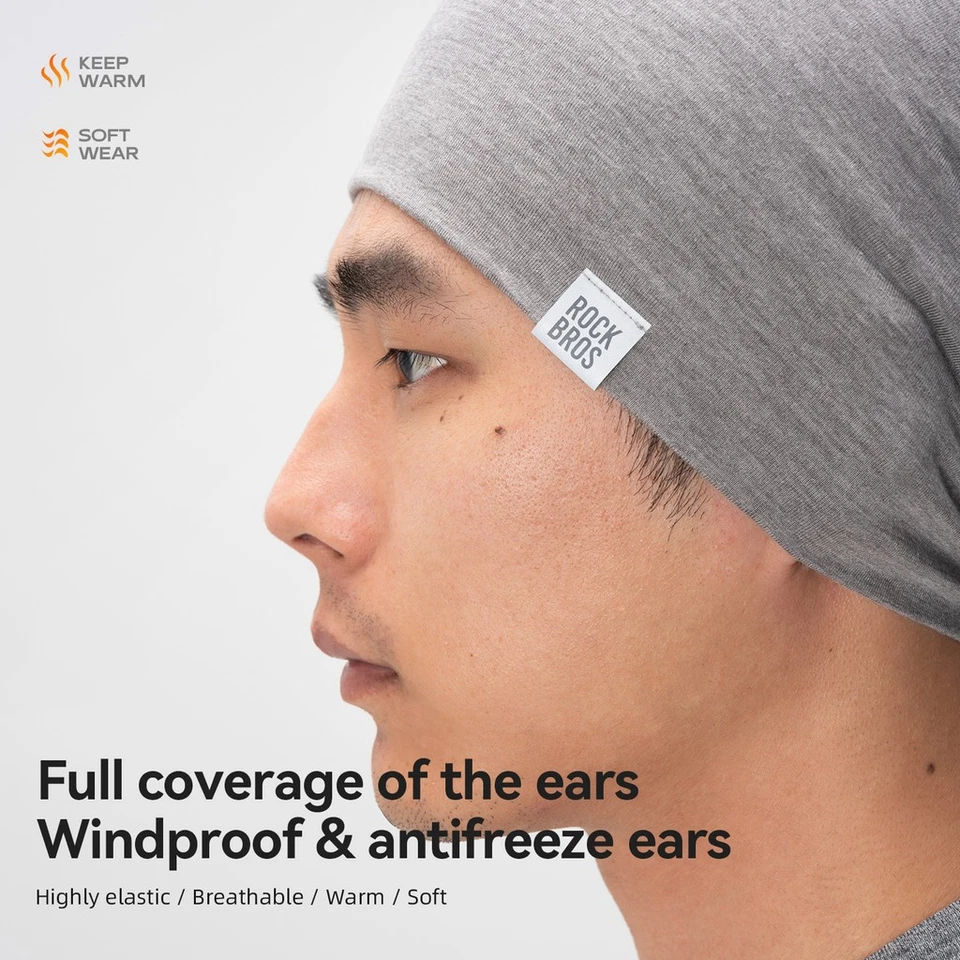 ROCKBROS Tencel Lana Calavera Gorras Ligero Gorro Sombreros Transpirable Casco Forro Foto 2 de 4