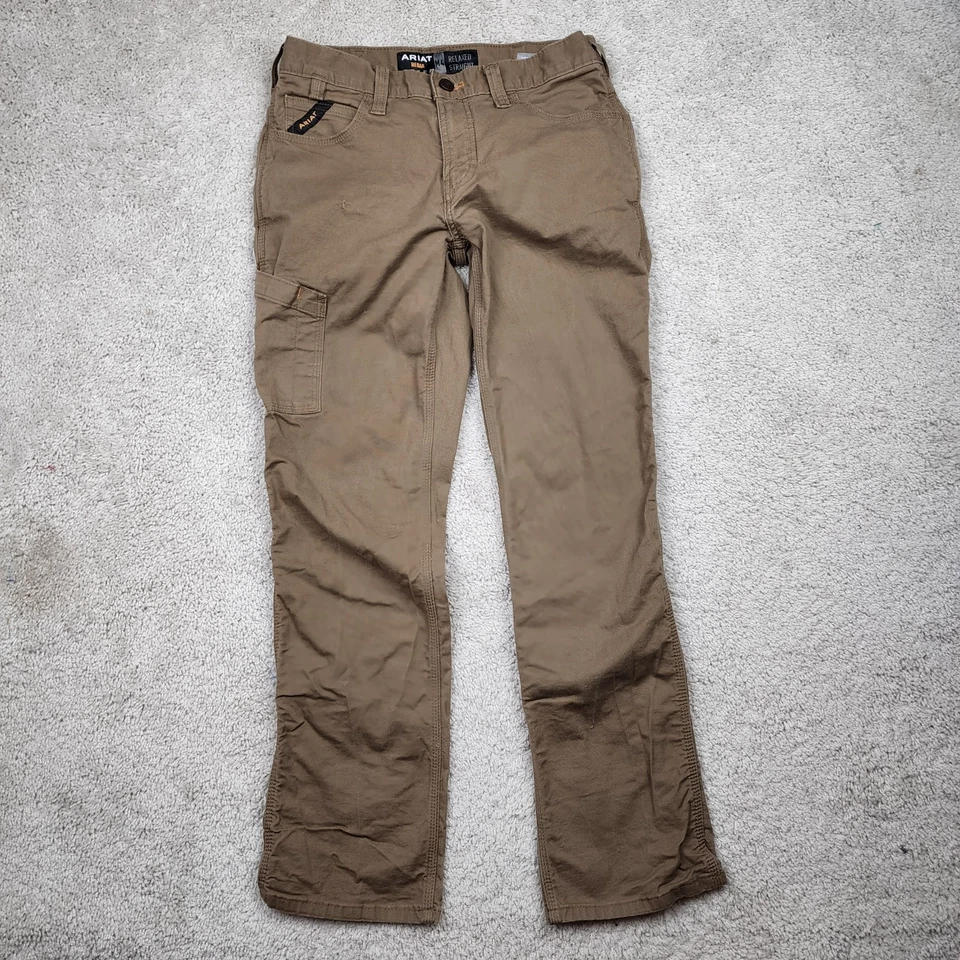 Pantalones de Trabajo ARIAT M4 Rebar Relajados Rectos Caqui Para Hombre Talla 30x32 EE. UU. Marrón Foto 2 de 4