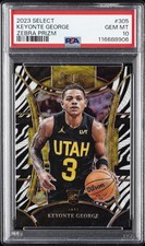 2023 PANINI SELECT ZEBRA PRIZM #305 KEYONTE GEORGE PSA 10