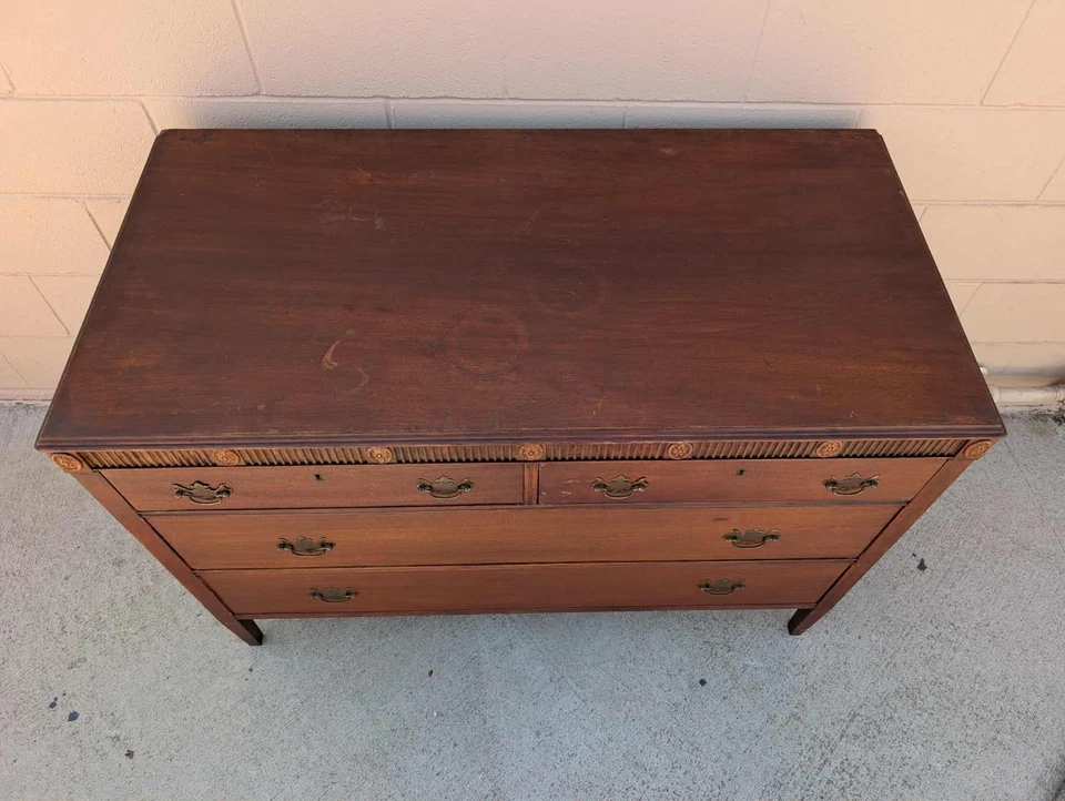 Vintage Modern Regency Wood Dresser 4 Drawer Chest - Image 3 of 4