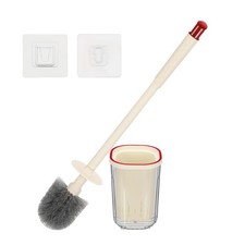 Wall Mounted Toilet Brush Toilet Bowl Brush with Square Holder, Red