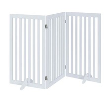 36  H Free Standing Pet Gate for Dog Cat, Tall Wooden Gates for Doorway, Stair...
