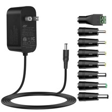 12V 2A 6Ft Power Supply Adapter, 24W Universal Charger AC 100-240V with 8Tips...