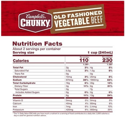 Campbell's Chunky Vegetable Beef Soup, 12 Pack, 18.8 oz Cans**