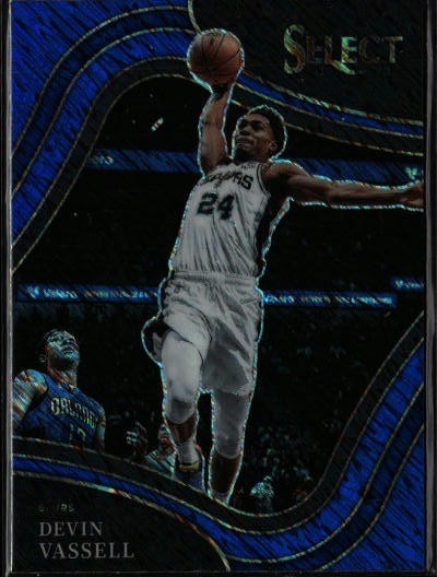 2021-22 Panini Select #222 Devin Vassell Blue Shimmer Prizms