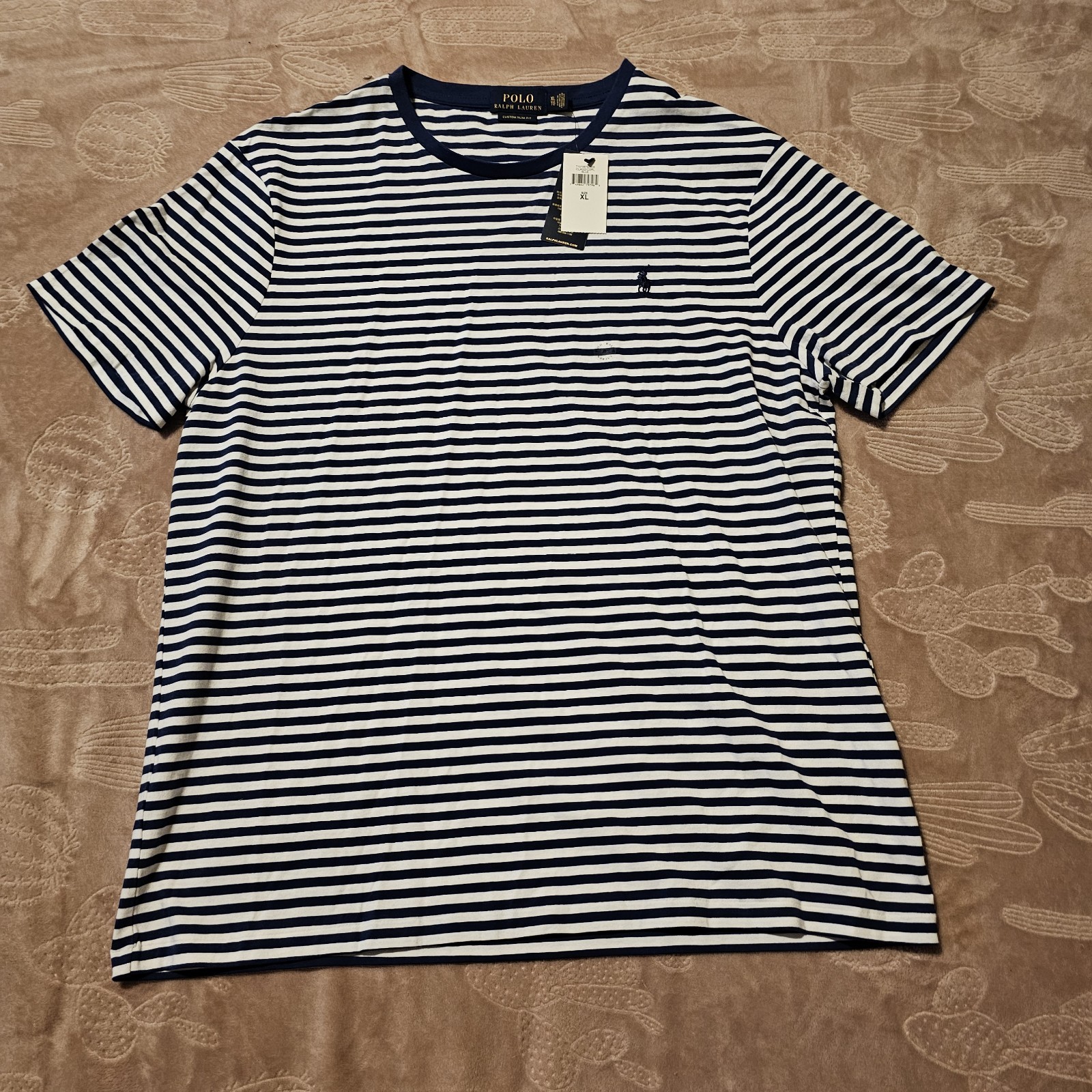 Polo Ralph Lauren Men's Blue White Striped Tee T-Shirt Size XL NWT