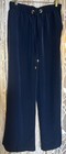 Michael Kors Midnight Blue Satin Wide-leg Joggers Sz M Elastic/drawstring Waist  — photo 5