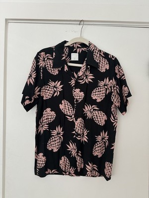 Sandro Paris Men s Pineapple Print Shirt Black Pink Size M   New Without Tag