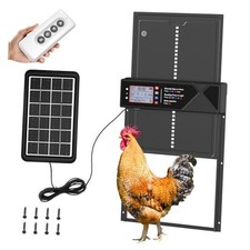 Automatic Chicken Coop Door, 4 Modes LCD Display Chicken Coop Door Solar Black