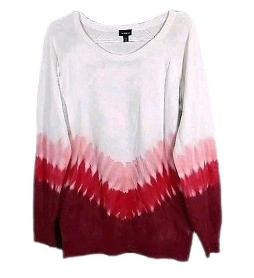 Torrid Sweater 00 L Pink Red Ombre Chevron Knit Long Sleeve Soft Stretch Casual