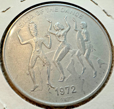 Jugs  - Saga Of The Dance 1972 Mardi Gras Doubloon #1768 - Brushed Aluminum