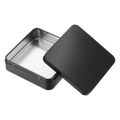 Rectangular Tin Box 4.3''x4.3''x1.3'', Metal Storage Tin Box Portable Storage Co...