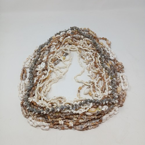 Seashell Lei Necklace Lot 14 Pieces Cowrie Snail Natural Shells