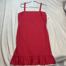 Tommy Hilfiger Dress Womens Sz 10 Red Sleeveless Spaghetti Straps Ruffle Hem NEW