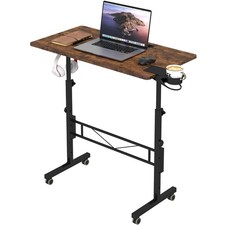 Small Standing Desk Adjustable Height, Rolling Desk for Standing or Sitting, ...