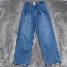 Alice  Olivia Kate Deep Pleat Jeans Women 26 Blue Wide Leg High Rise Minimalist