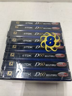 Lot of 8 TDK D60 Blank Cassette Tapes Sealed New!) Type I (8 pack)