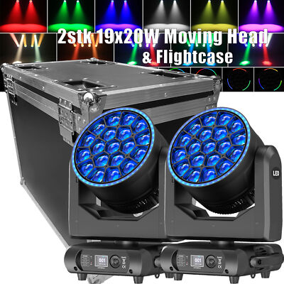 2stk LED Moving Head /Case RGBW DMX Wash Beam Bühnenlicht für Hochzeitszeremonie