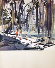 1966 Vintage Tahiti Full Color Art Plate "A BEACH ON MOOREA" McIntyre Lithograph