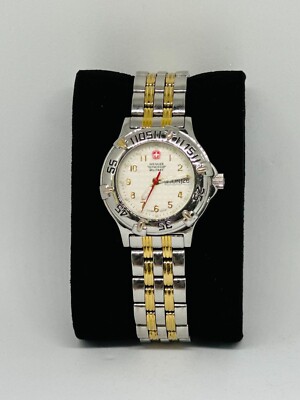 Wenger Swiss Military Watch Day Date Silver Gold Two Tone 100m