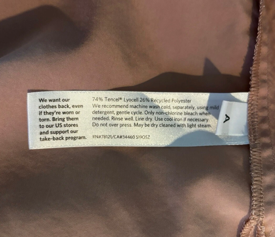 PALM ANGELS EILEEN FISHER Vestito Misto Tencel Slip Cami Midi Spaghetti Strap Toffee Cream S