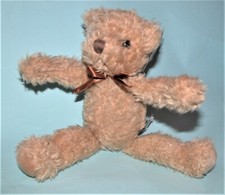 Russ Berrie plush "Caress Soft Pet" 1040 tan bear 9in long, skinny bear, New