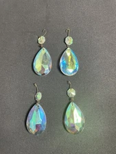 4 Vintage Jenco Peacock Aurora Borealis Glass Crystal Prism Chandelier Pieces